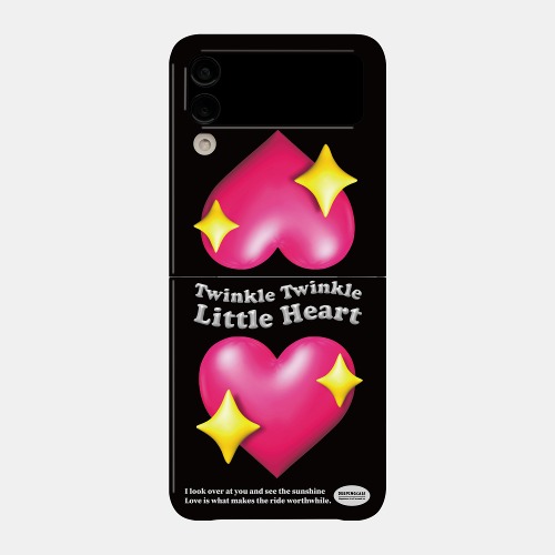 [Z플립 하드 케이스] 키치 핑크 하트 - 블랙